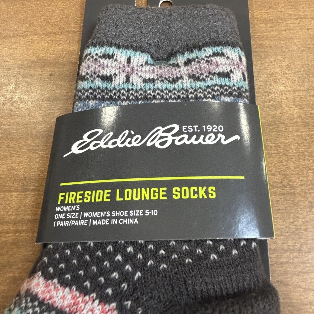 Eddie Bauer Fireside Lounge Crew Socks Womens One Size Multicolor Grip Lot 3 - Picture 5 of 7